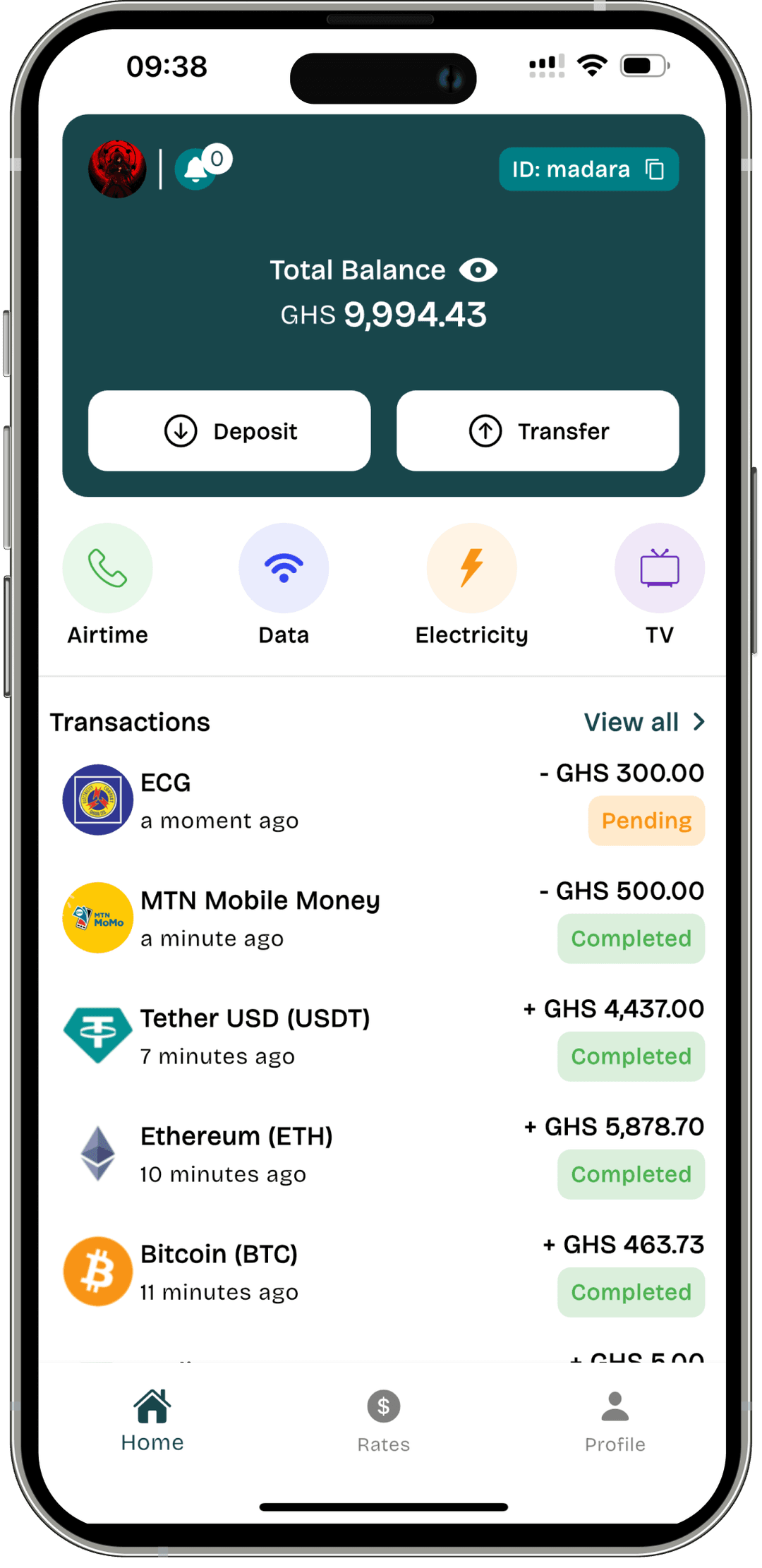 Zedi Home screen layout