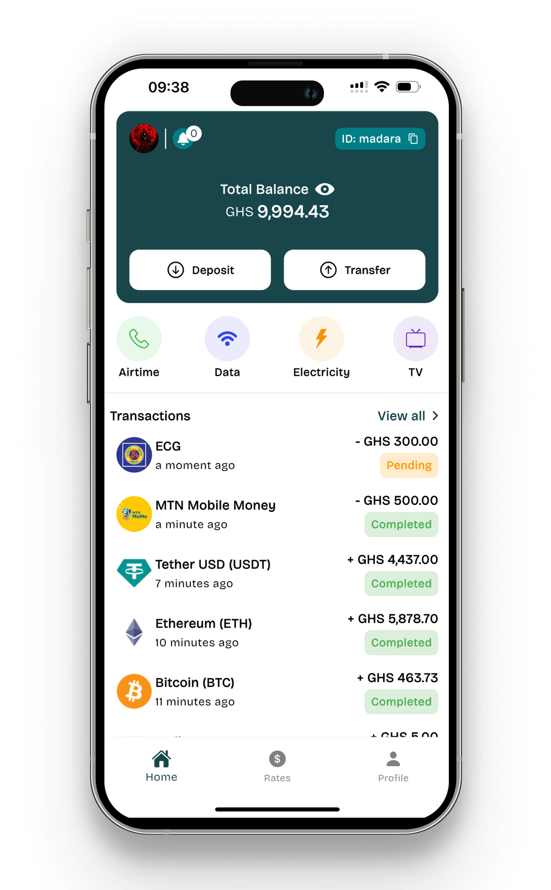 Zedi Home screen layout for mobile phones